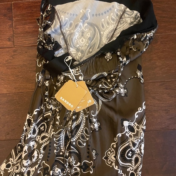 Sandro Bandana Print sleeveless Midi Dress Size 6 - Picture 10 of 16